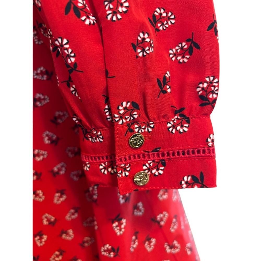 Draper James Floral Print Tie Neck Blouse Long Sleeve SIZE M‎ - Picture 5 of 6